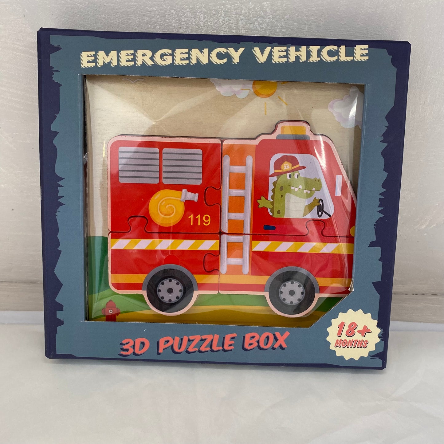 Emergency vehicle wooden puzzle