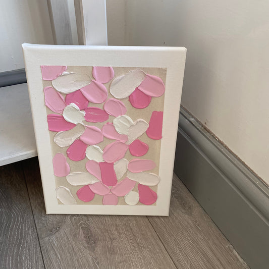 Handmade pink and white canvas