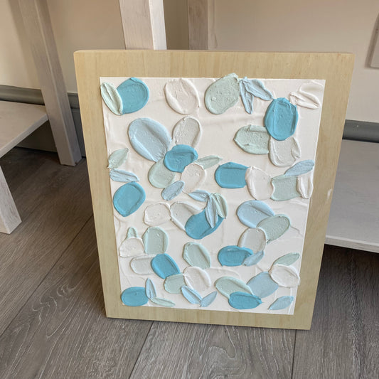 Handmade blue and white plaster picture