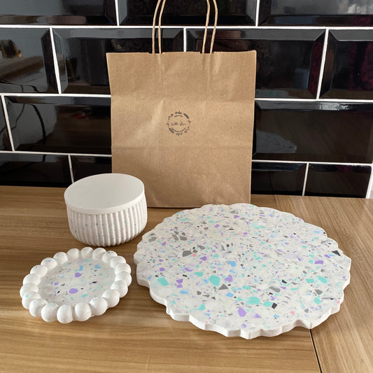 3 piece terrazzo trinket set