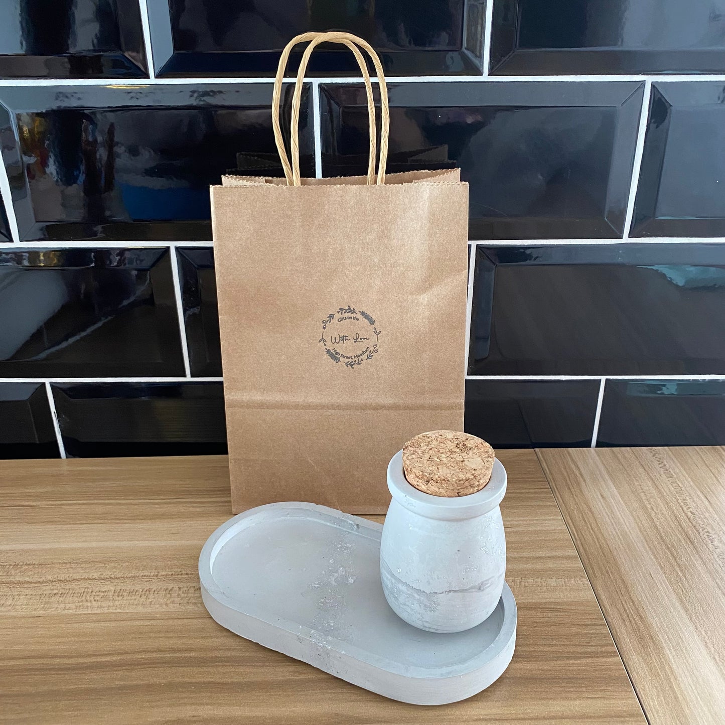 Trinket tray and pot (grey)