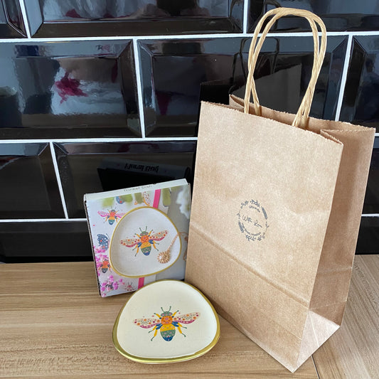 Floral bee trinket dish