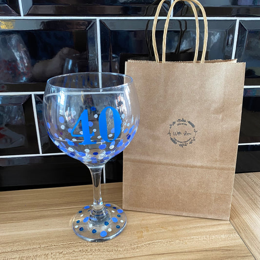 Hand painted 40 gin glass