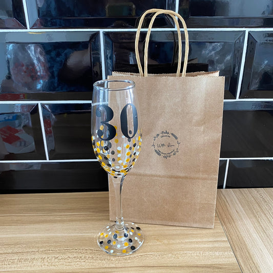 Hand painted 30 champagne flute