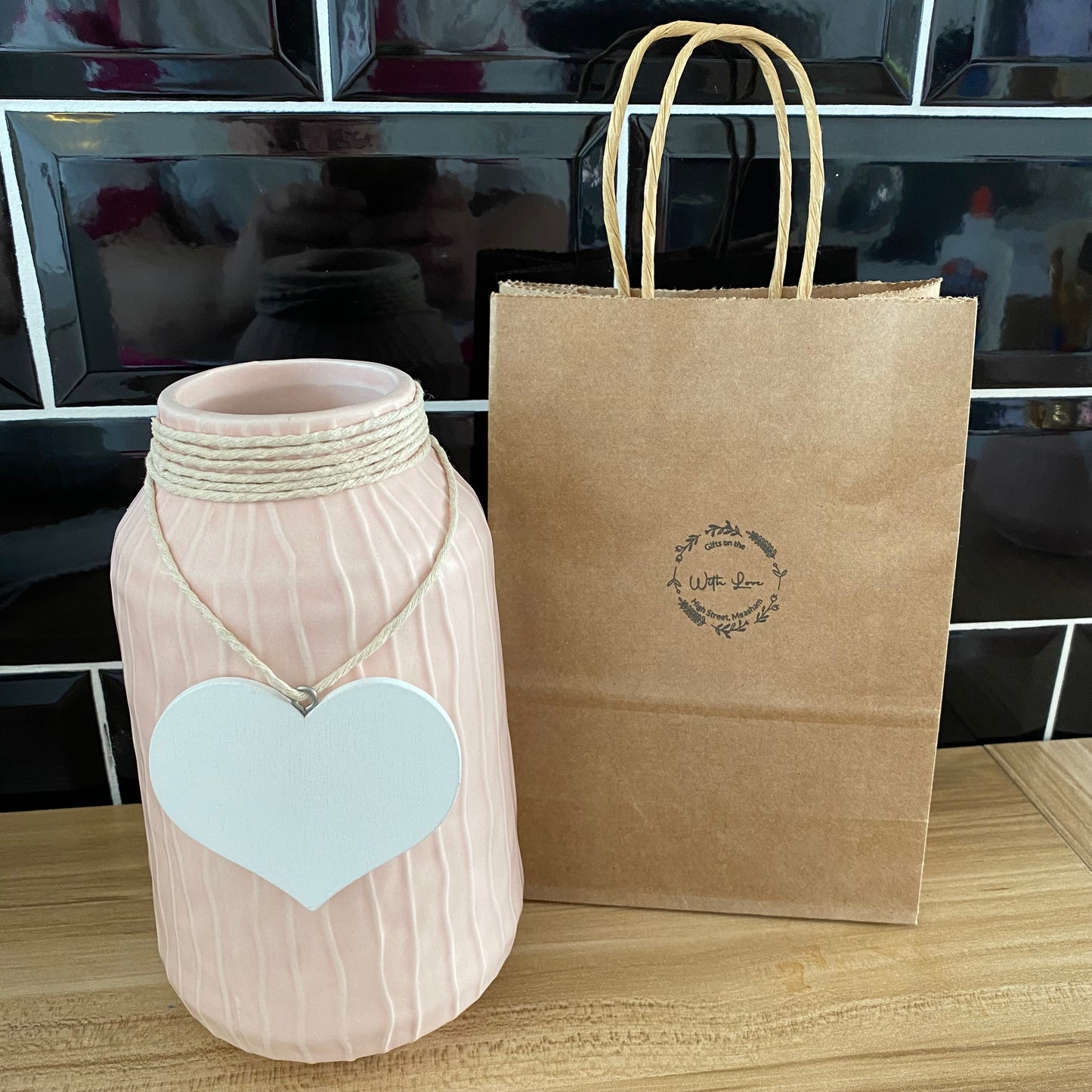 Glazed heart vase