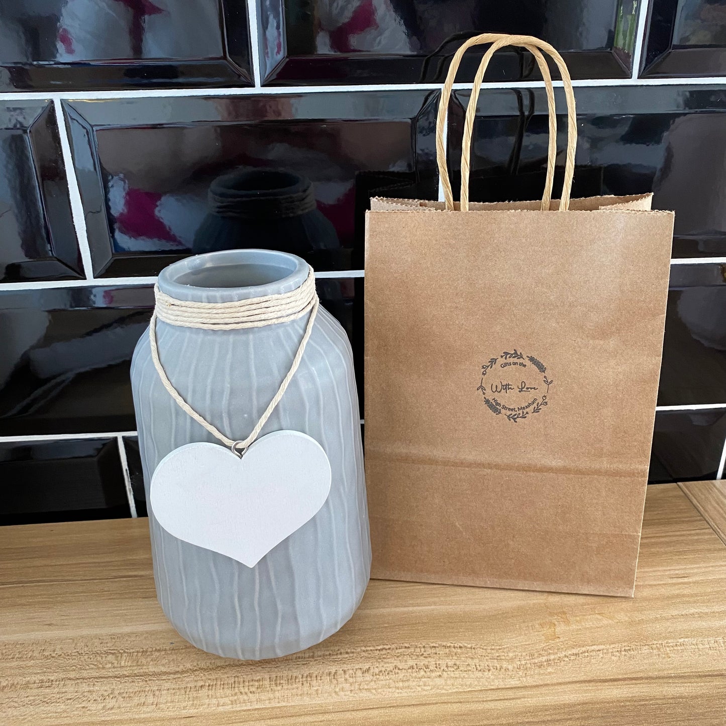 Glazed heart vase