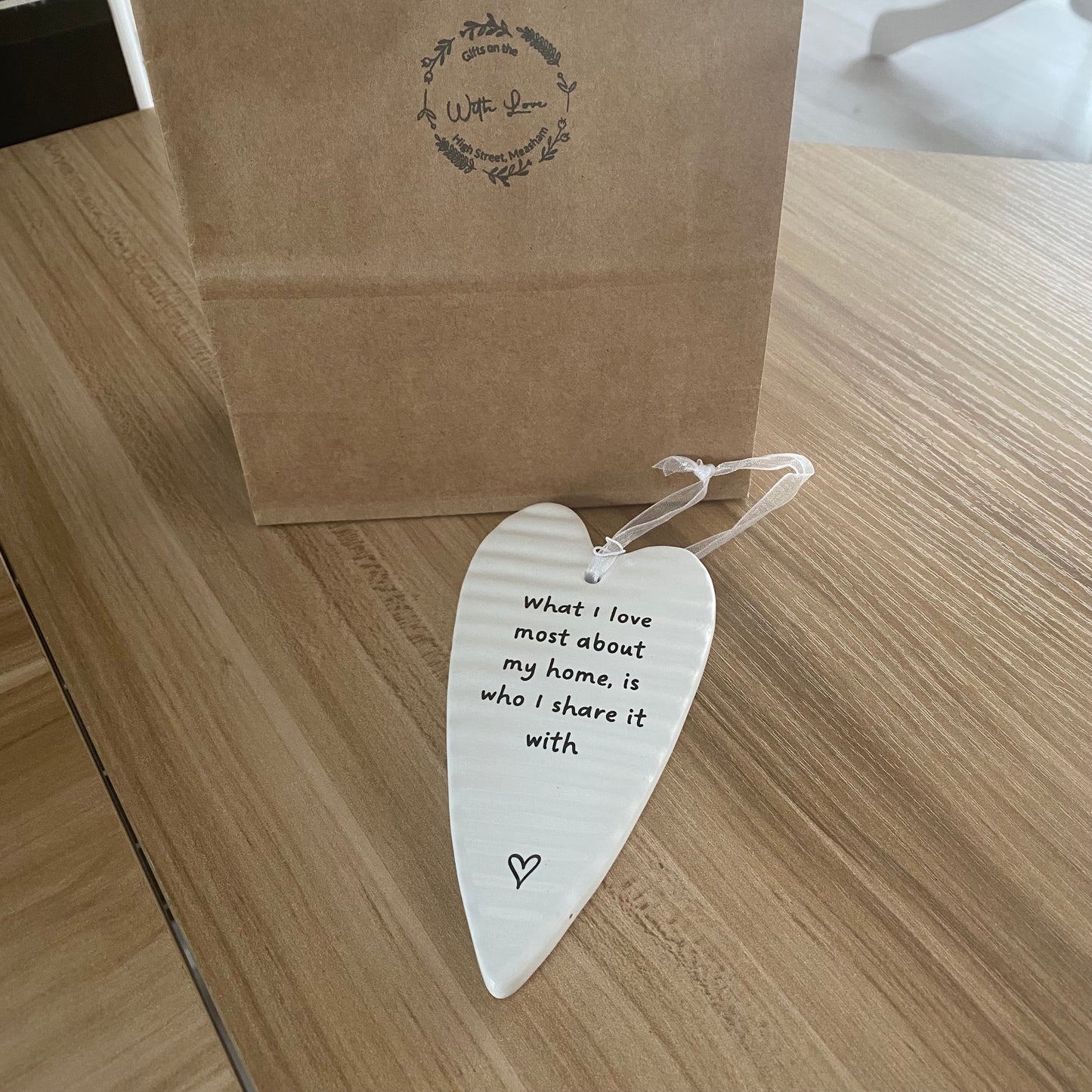 Ceramic hanging heart plaque