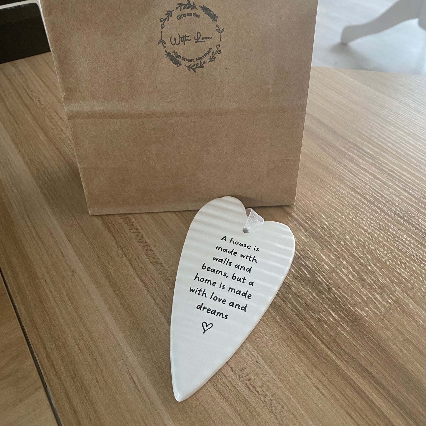 Ceramic hanging heart plaque