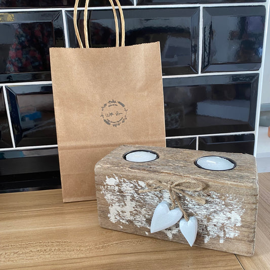 Wooden double tea light holder