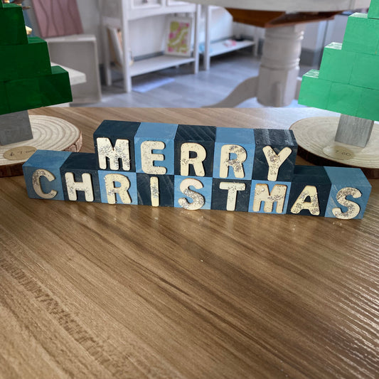 Handmade block Christmas sign