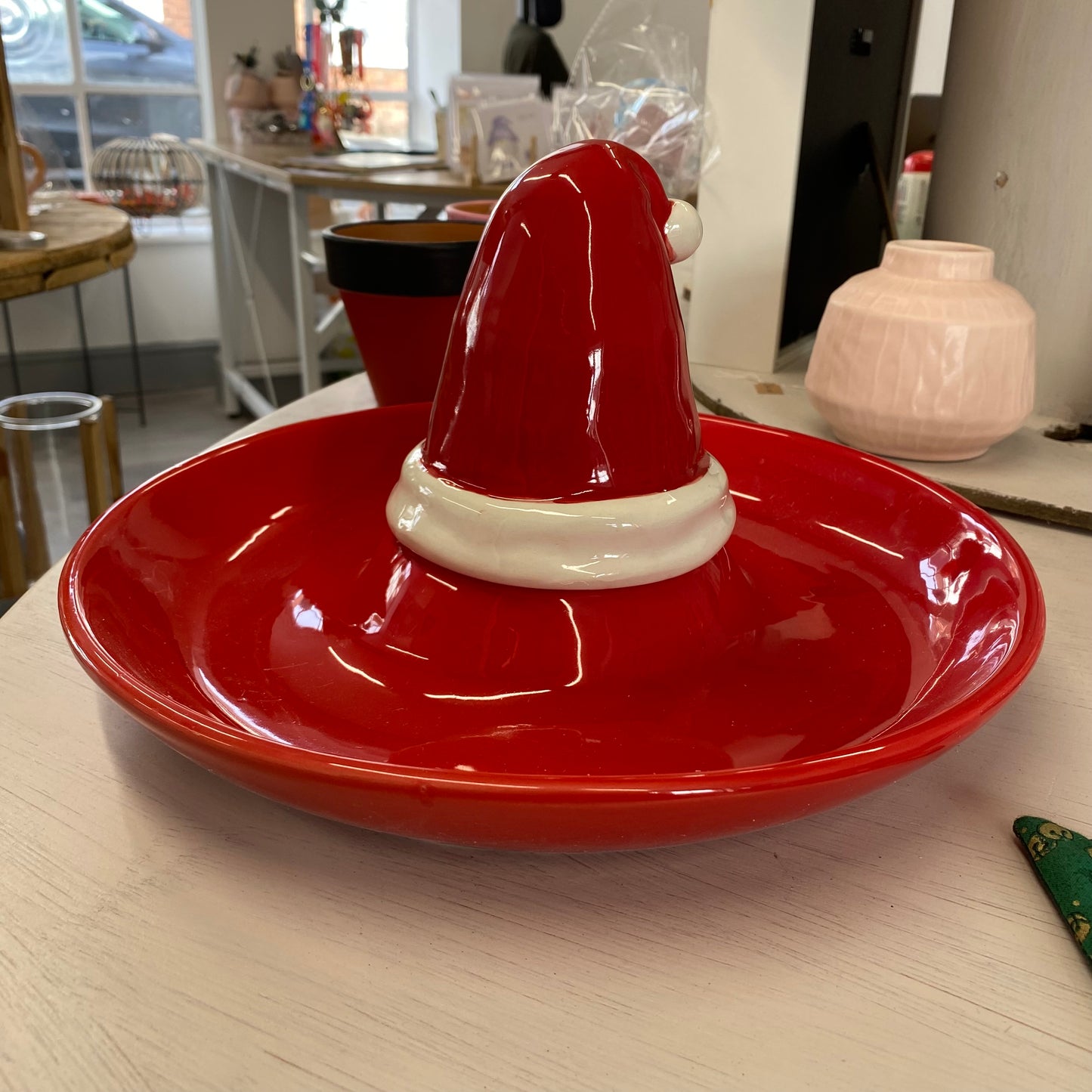 Santa hat chip and dip serving dish