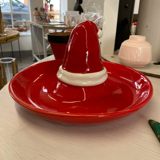 Santa hat chip and dip serving dish