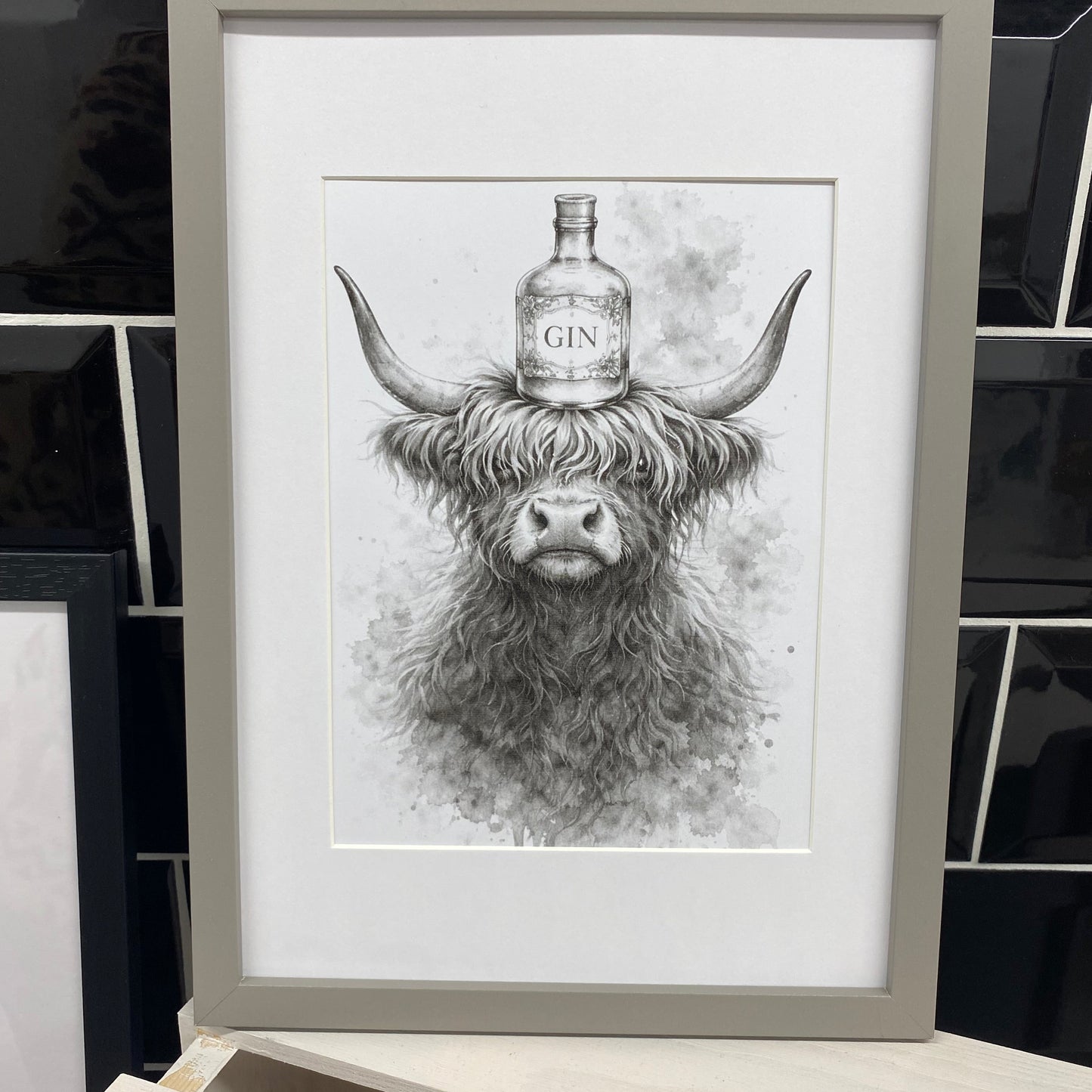 Highland cow A4 framed prints
