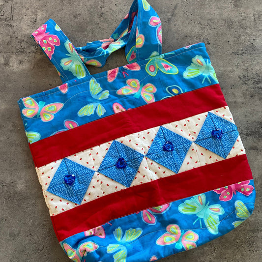 Blue tote bag (butterflies)
