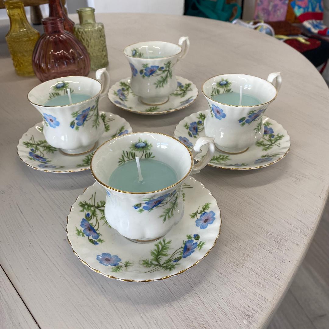 Mini cup and saucer candles
