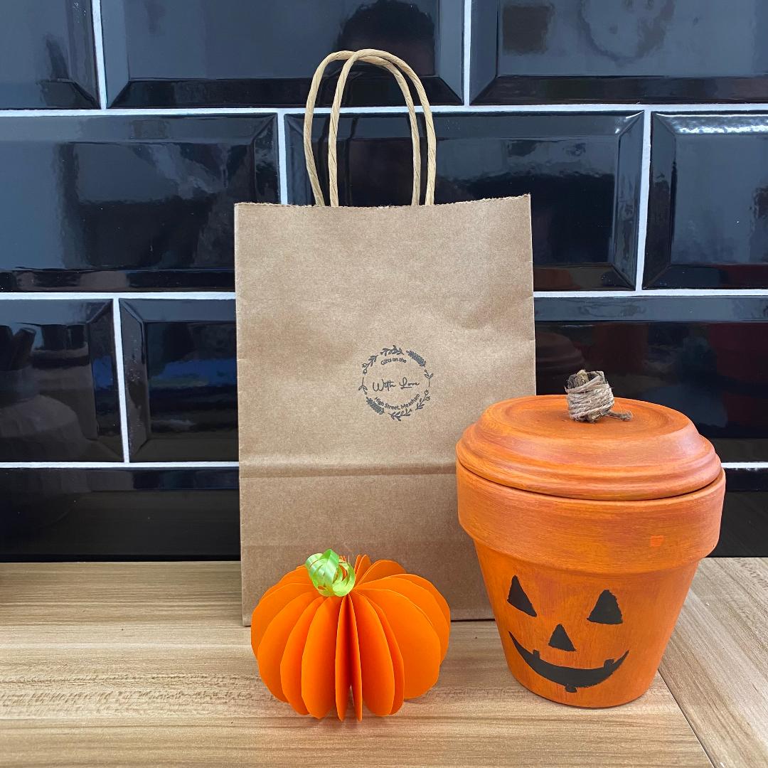 Hand painted terracotta Halloween pots