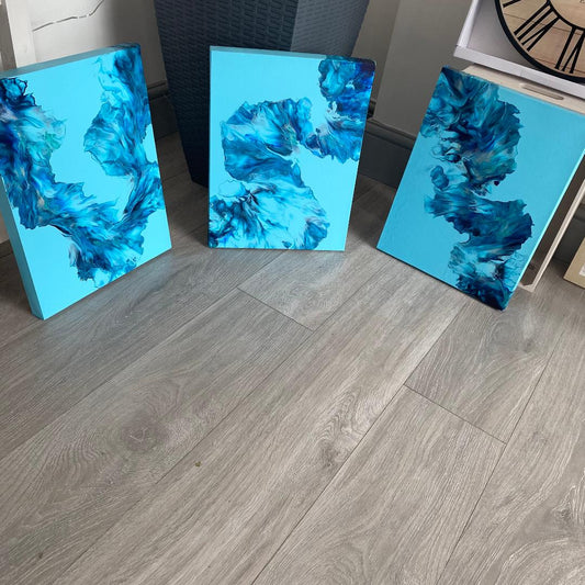 Set of three triptych art canvases