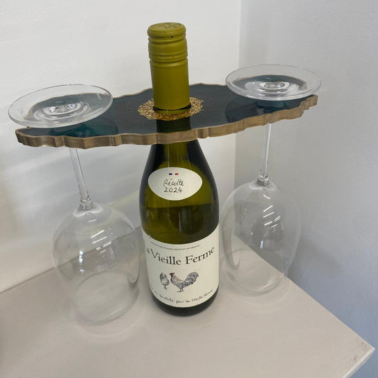 Handmade resin bottle and glass holder