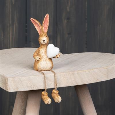 Rabbit with heart shelf sitter