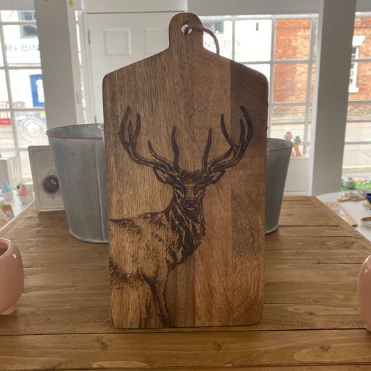 Stag engraved serving board