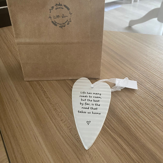 Ceramic hanging heart plaque