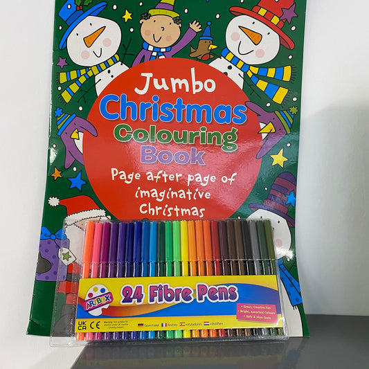 Jumbo Christmas colouring book and felt tip pens