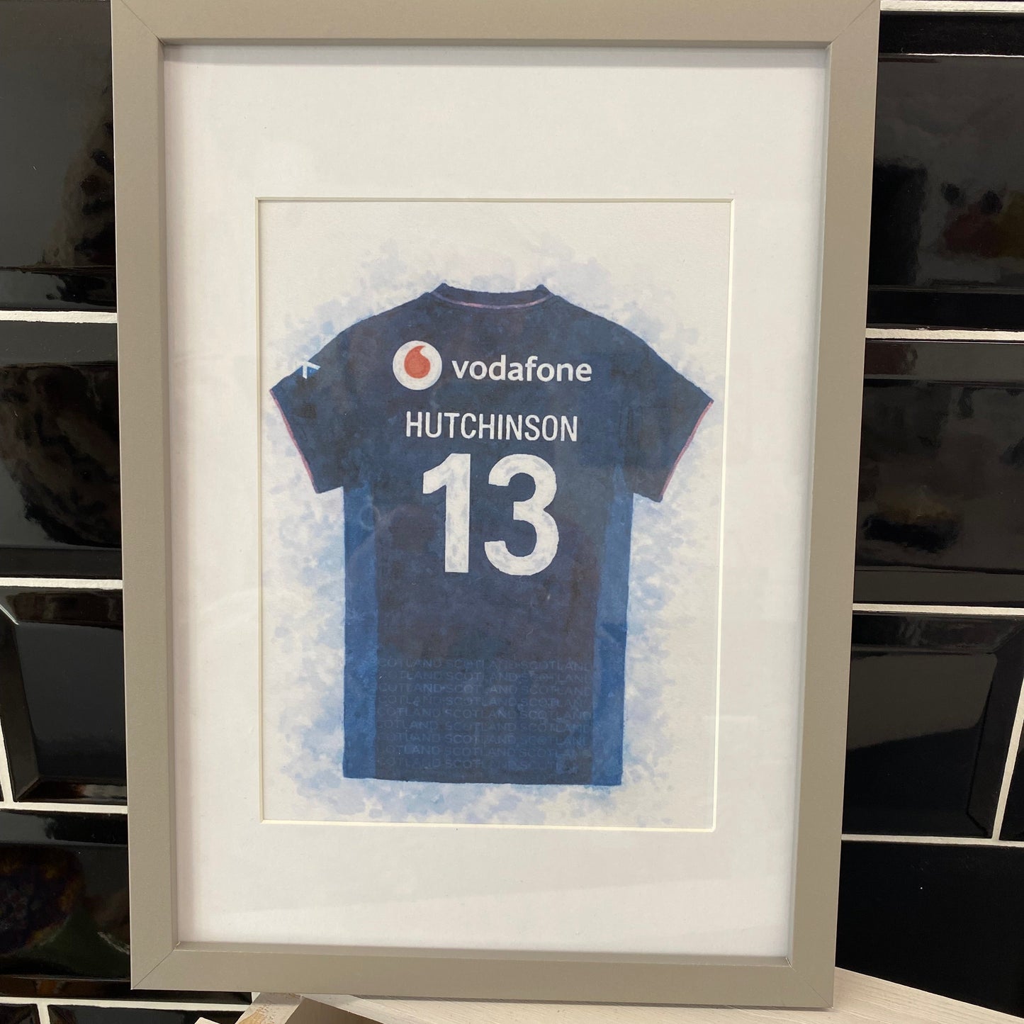 Framed A4 home nations rugby jersey (can be personalised)