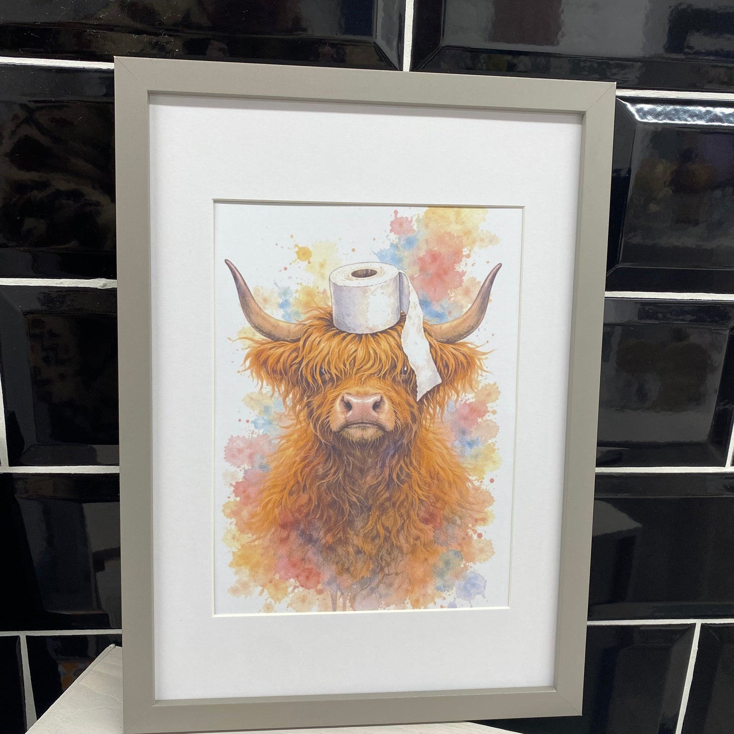 Highland cow A4 framed prints