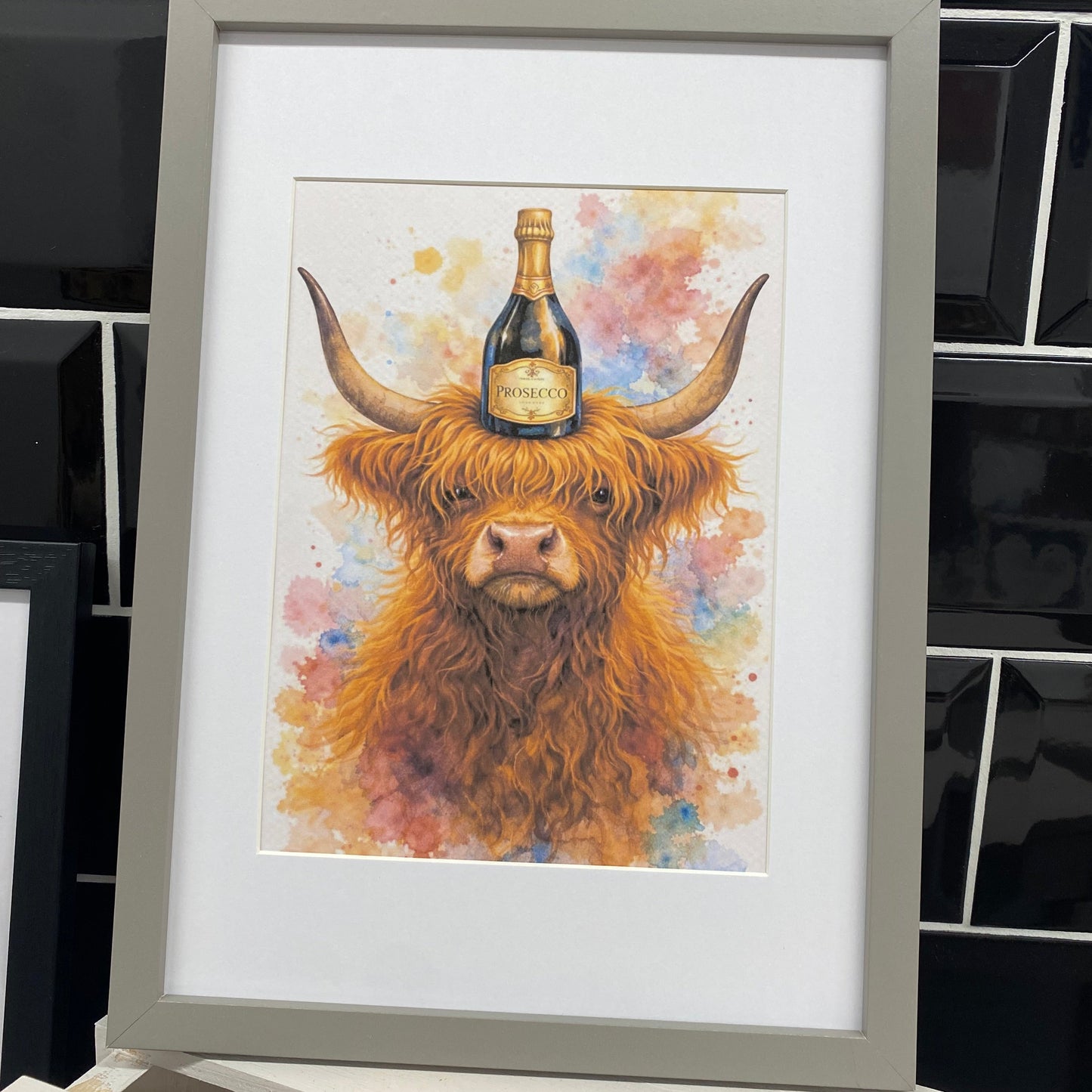Highland cow A4 framed prints