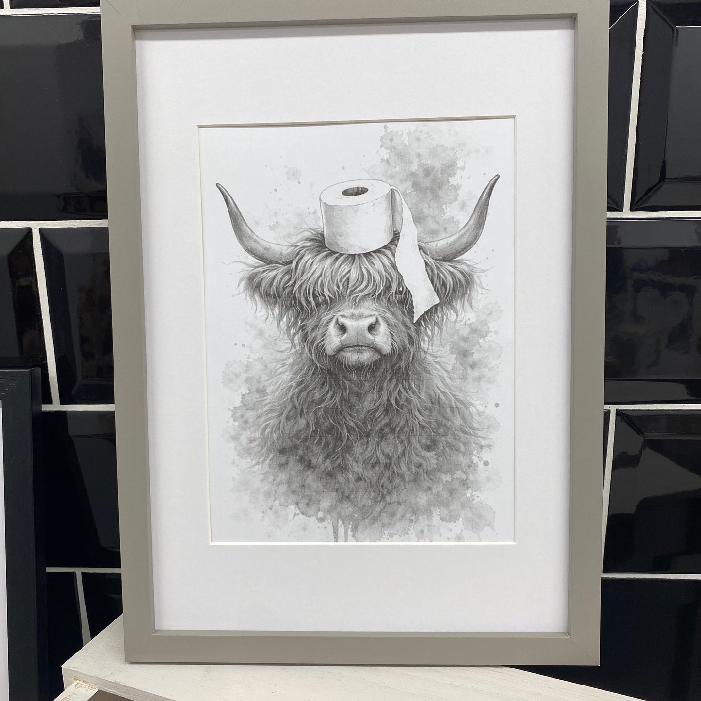 Highland cow A4 framed prints