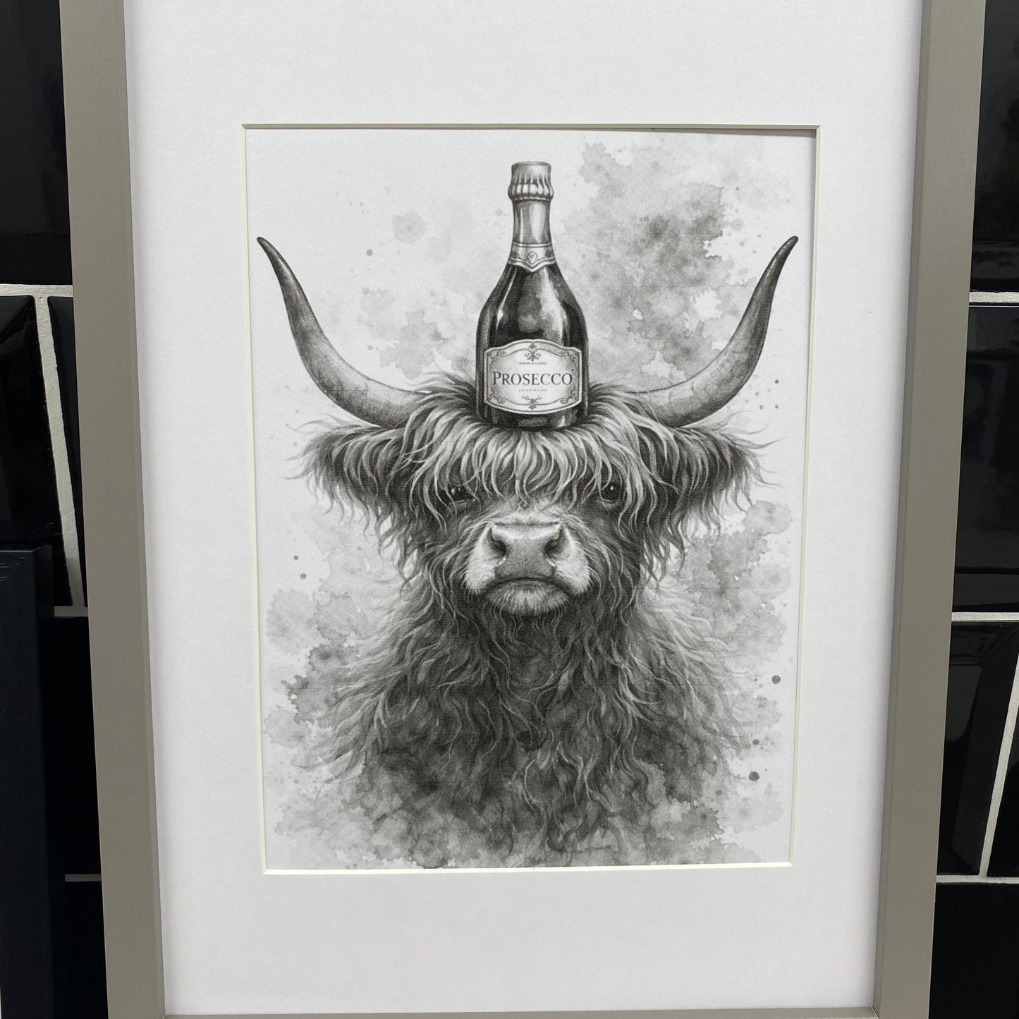 Highland cow A4 framed prints
