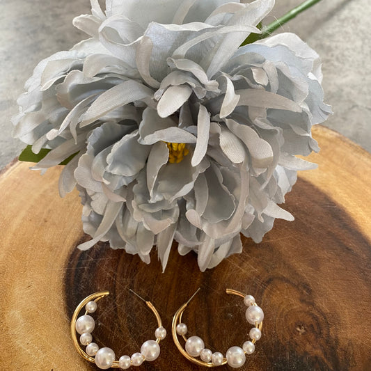 Pearl double hoop earings
