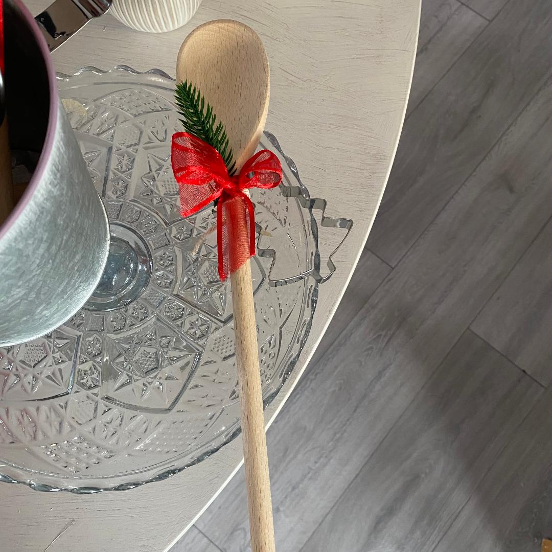 Wooden spoon and christmas cookie cutter gift set