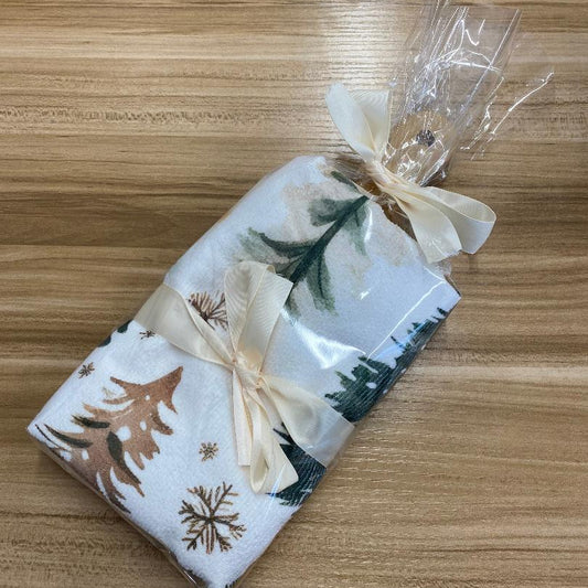 Bamboo serving board and christmas t-towel