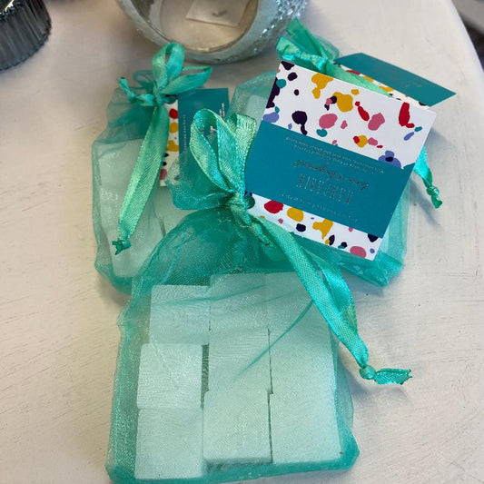 Wax melts in an organza bag