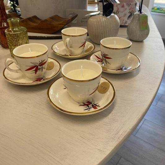 Mini cup and saucer candles